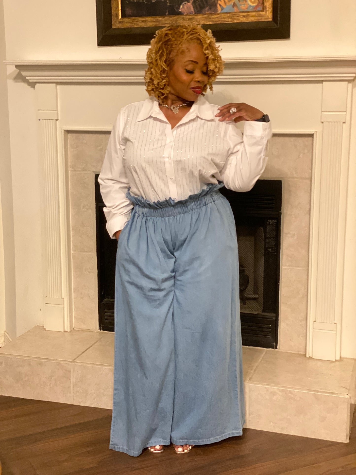 Denim Days High Waist Palazzo Pants