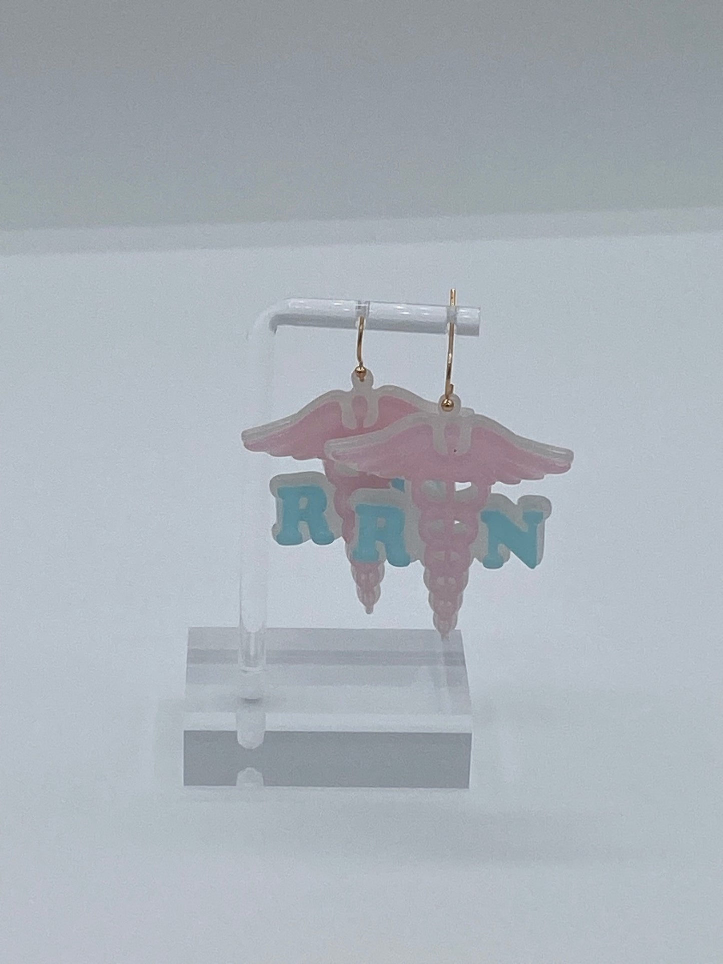 Glitter "RN" & Staff of Hermes Acrylic Earrings