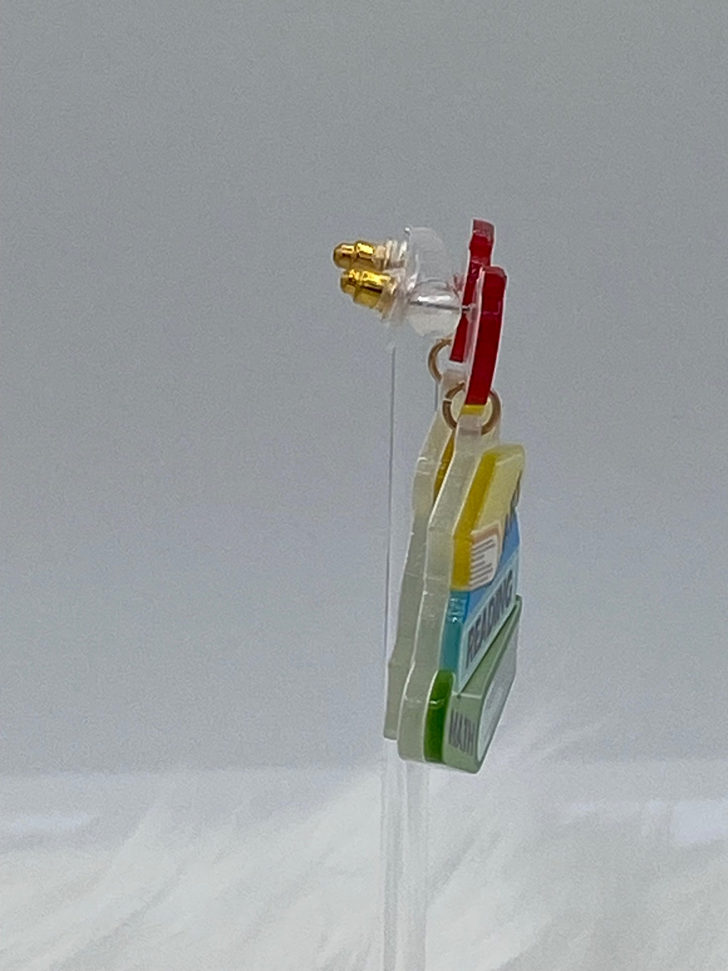 Glitter Book & Apple Acrylic Earrings