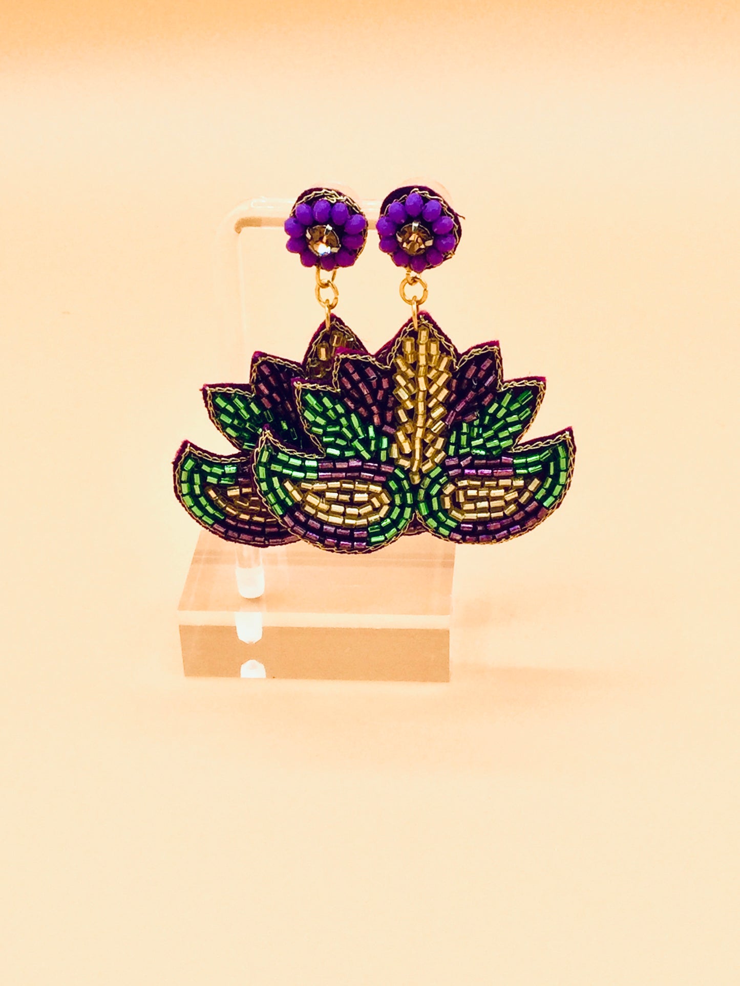 Mardi Gras Mask Beaded Earrings