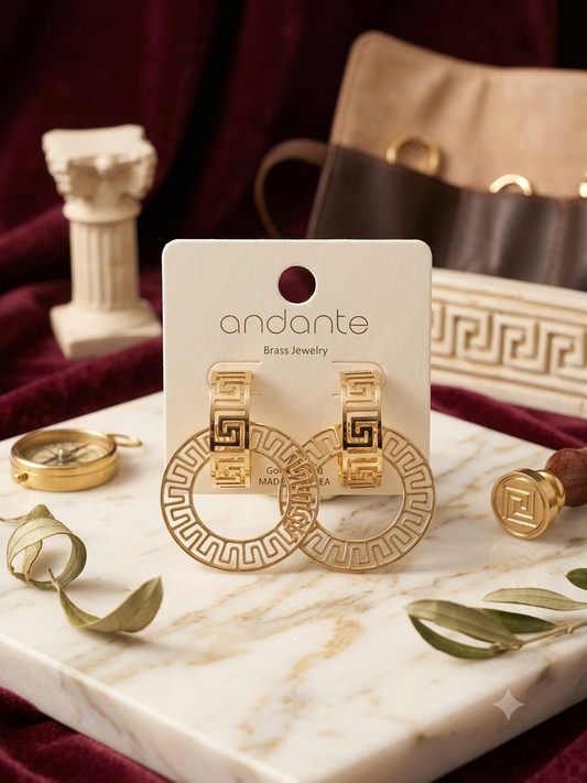 Grecian Glamour" Geometric Gold Statement Hoops