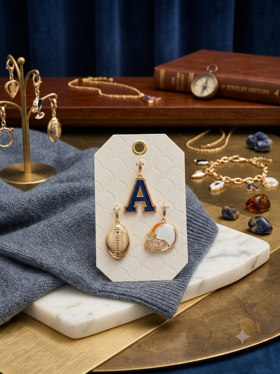 Game Day Glam" 3-Piece Football Charm Trio Set