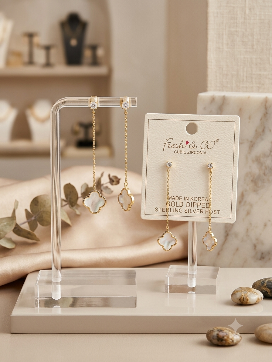 Fresh & Co. Gold-Dipped Clover Dangle Earrings