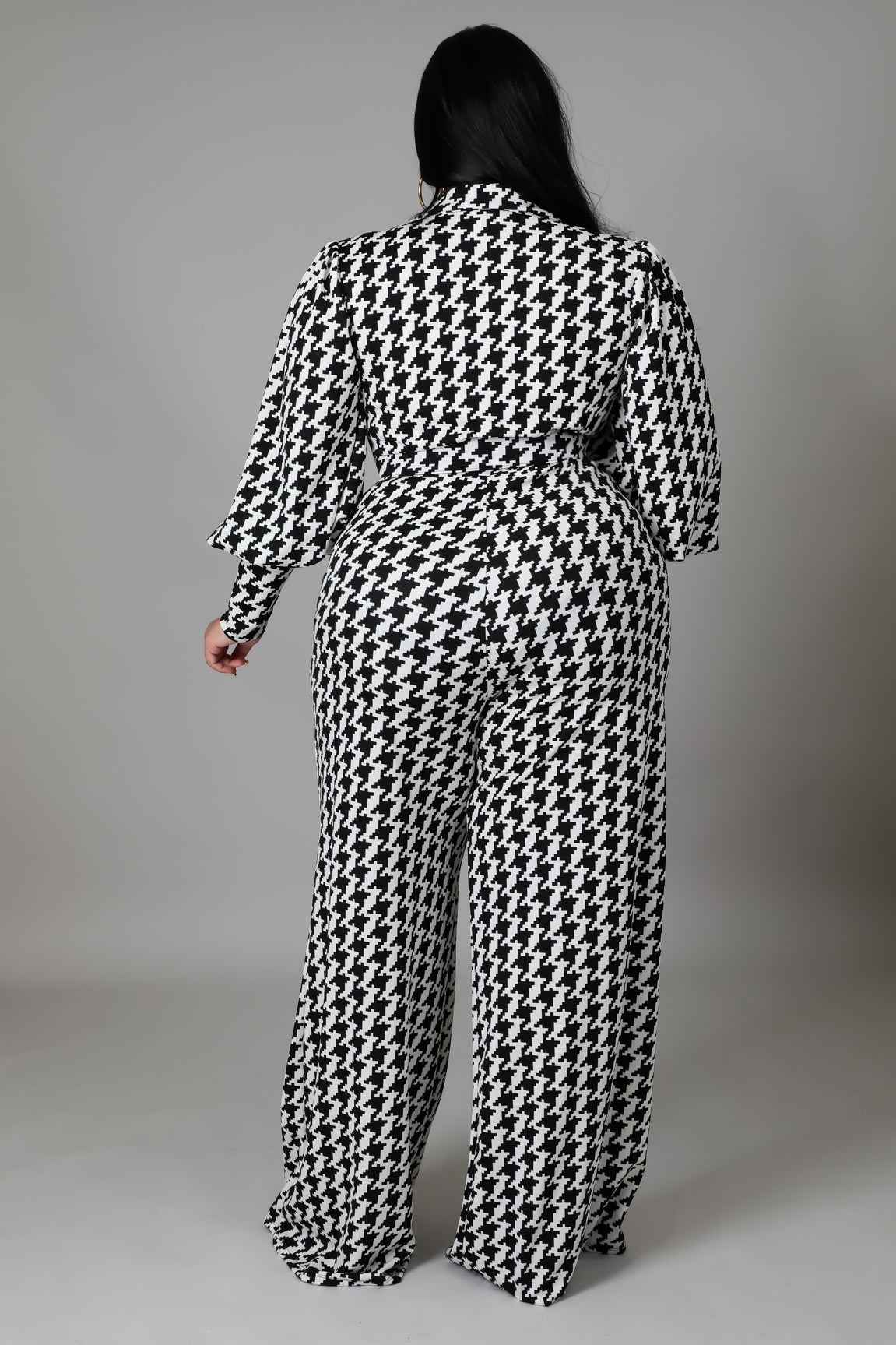 She's Fancy Checkerboard Long Sleeve Jumpsuit