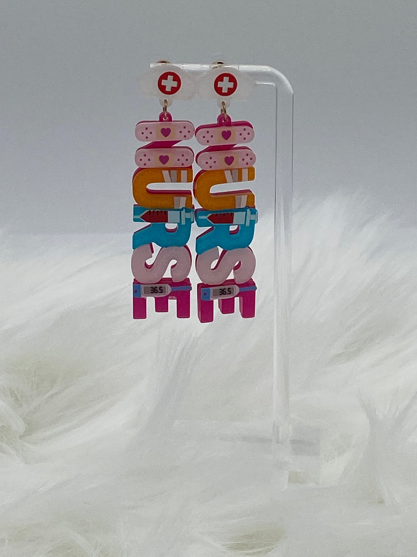 Glitter "NURSE" Letter Earrings