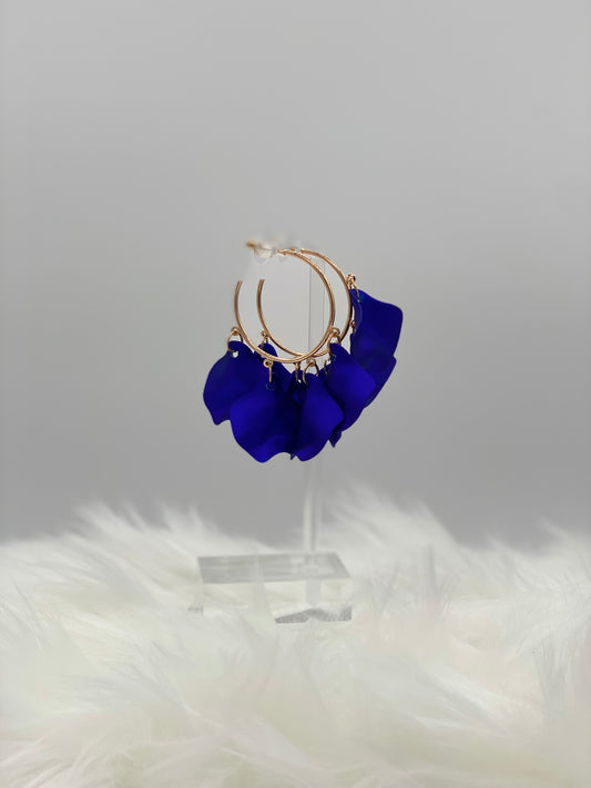 6 Petals Colored Hoops ( Royal Blue)