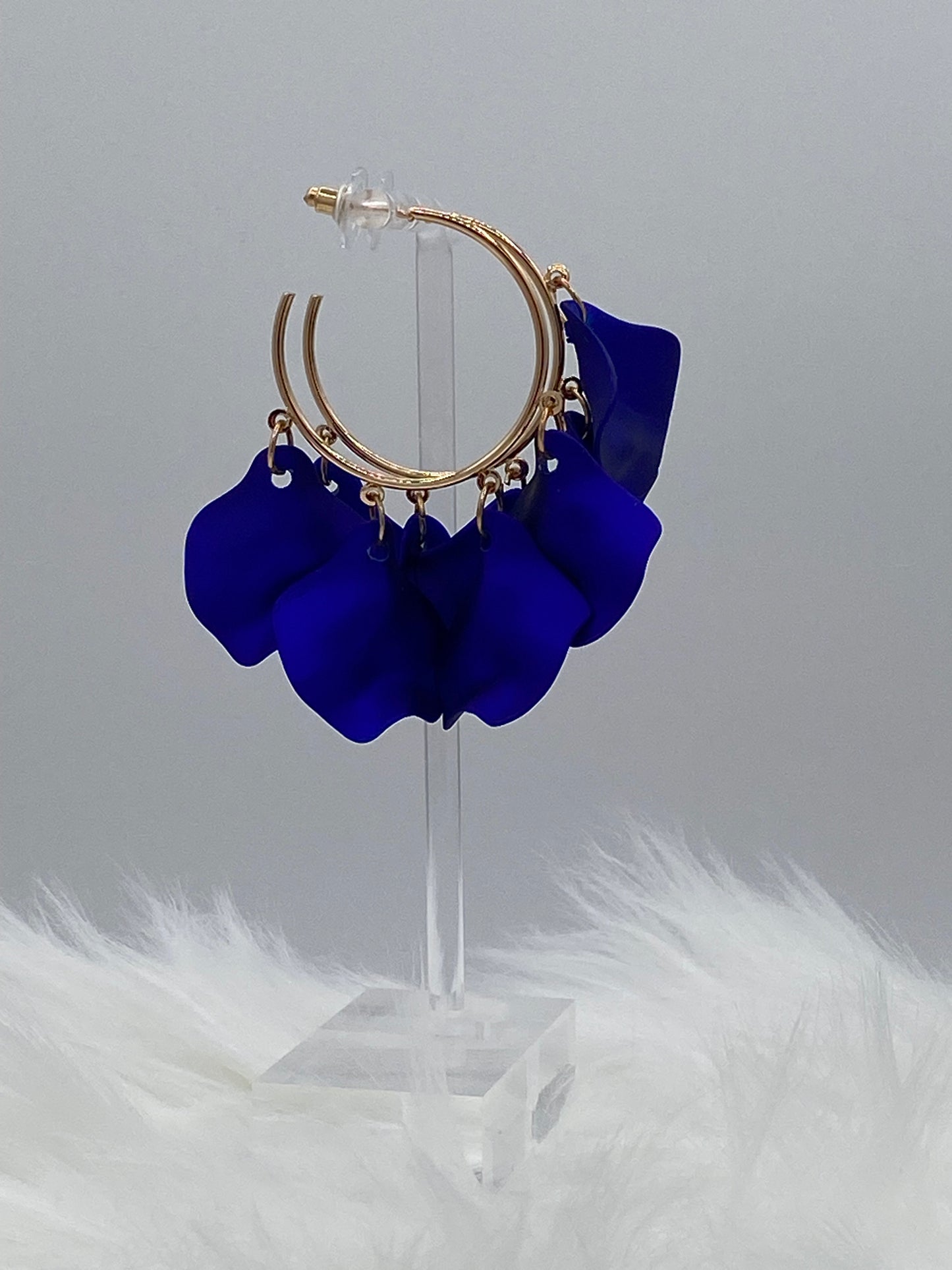 6 Petals Colored Hoops ( Royal Blue)