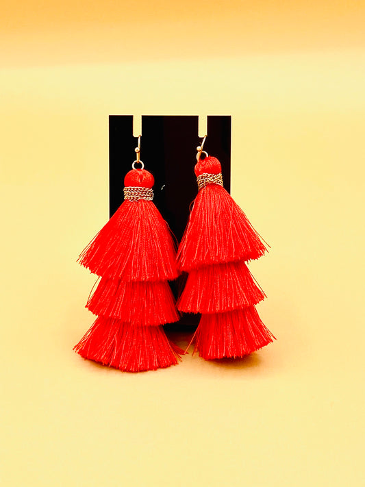 Tassel Earrings Red