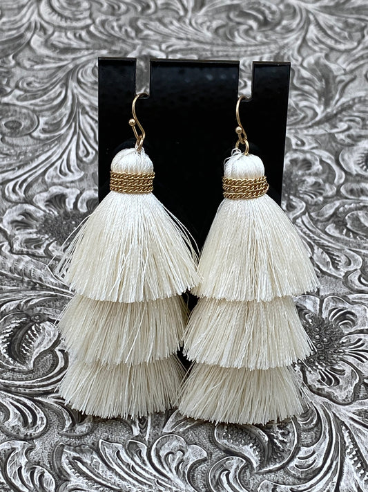 Tassel Earrings White